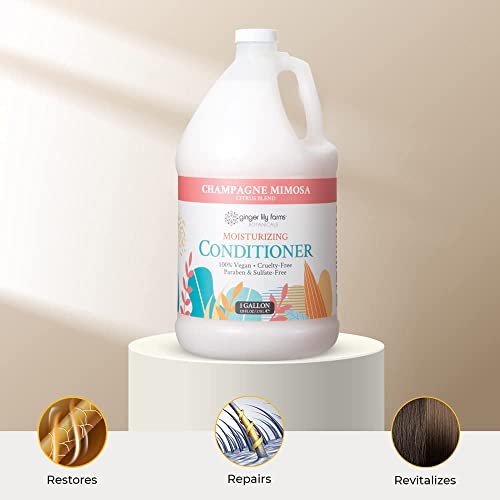 Ginger Lily Farms Botanicals Moisturizing Conditioner for Dry Hair, Champagne Mimosa, 100% Vegan & Cruelty-Free, Citrus Blend Scent, 1 Gallon (128 fl oz) Refill