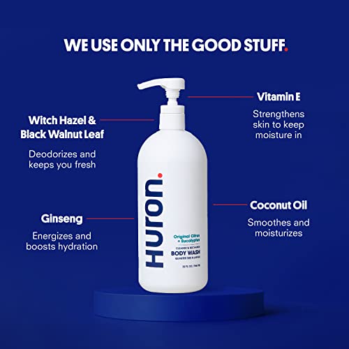 Huron Men¡¯s Body Wash, Hydrating Daily Cleanser with Citrus + Eucalyptus Scent, 32 Fl Oz, Moisturizing Shower Gel, non-toxic, Phthalate-Free Clean Ingredients for Men