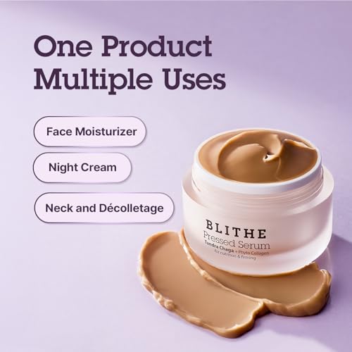 BLITHE Pressed Serum Tundra Chaga With Peptide & Collagen | Korean Moisturizer | Anti Aging Cream & Skin Tightening Cream for Face | Formula for an Instant Face Lift, 1.68 fl oz