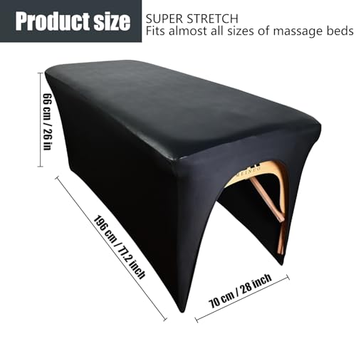 Black 28-Inch PU Leather Lash Bed Cover Waterproof Massage Table Protector - 1 Piece