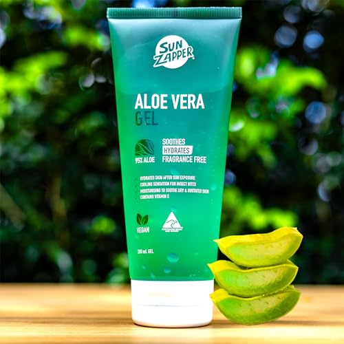 Sun Zapper After Sun Aloe Vera Gel 200mL (6.7 oz) ? Cooling Sunburn Gel with Vitamin E and Panthenol, Fragrance Free, Moisturizing After Sun Care for Face and Body, Instant Soothing, Australian Made