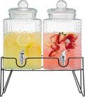 Glass Beverage Dispenser Set with Metal Stand - 1.5 Gal, Double, Accessories - Style Setter