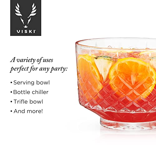 Viski Admiral Punch Bowl Set with 8 Crystal Tumblers, 2.5 Gallons, Dishwasher Safe