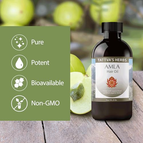 Tattva's Herbs Amla Hair Oil 8oz Cold Pressed & Unrefined Vegan Scalp Treatment