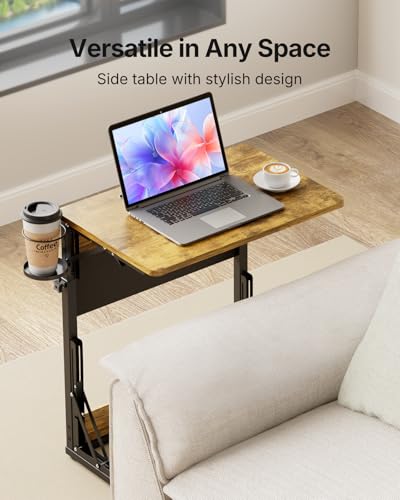 HUANUO Adjustable TV Tray Table with Cup Holder & Storage Bag