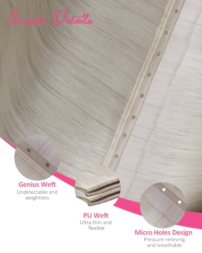 Blonde 20-Inch 50g Butterfly Weft Hair Extensions - Remy Human Hair, Variation 1.62 BFHW #60