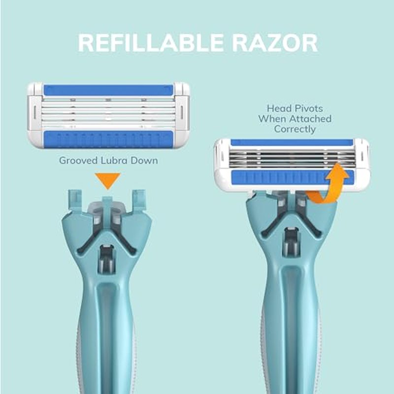 BIC EasyRinse Anti-Clogging, Refillable Women's Razors With 4 Blades, 1 Razor Handle and 3 Refill Razor Cartridges Razor Kit
