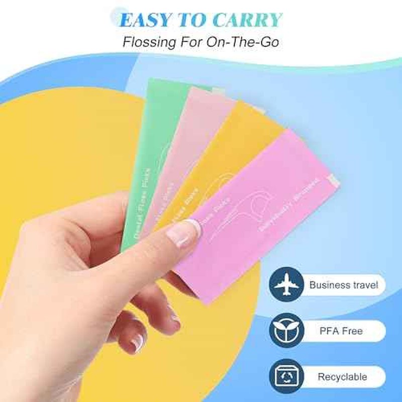 Individually Wrapped Floss Picks, 52 Count Multi-Color Oral Care Flossers for Adults with Handy Case, Mini Disposable Dental Floss Singles Bag for Travel, Hotel, Restaurant, Office, Car, Wedding