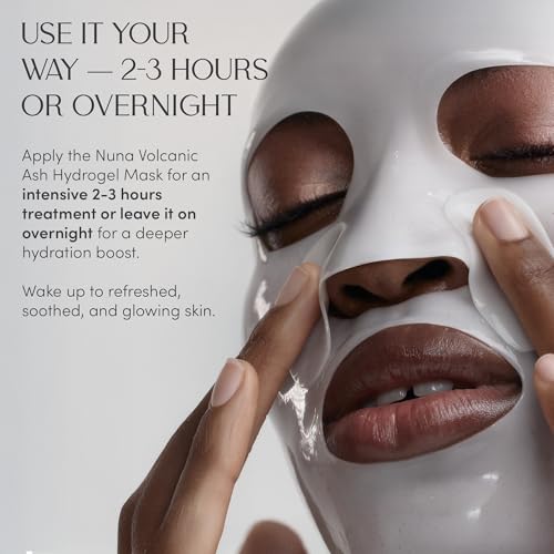 NUNA Volcanic Ash Hydrogel Face Masks with Smile Line Patches ? Korean Glass Skin Detox & Deep Hydrating Jelly Mask with Hyaluronic Acid, Ceramides ? Overnight Moisturizing + Purifying Care, 7 Sheets