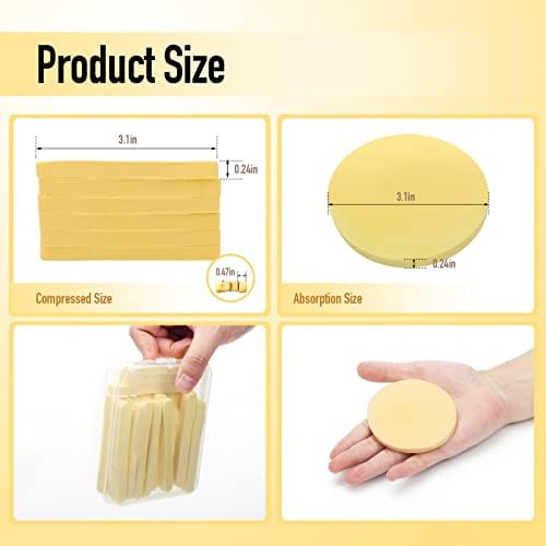 Yellow Compressed Facial Sponges with Box - Reusable Face Cleansing Pads by Luxiv