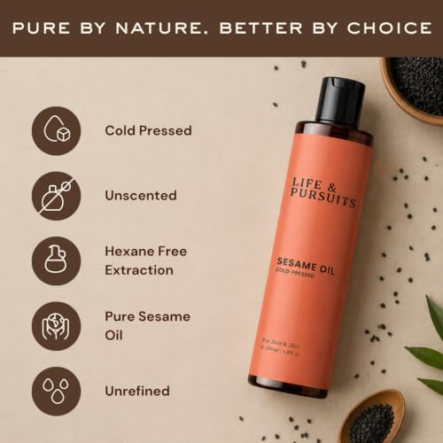 Cold-Pressed Sesame Oil Combo - 13.52 fl oz Natural Hair & Skin Moisturizer - Unrefined Ayurvedic Oil