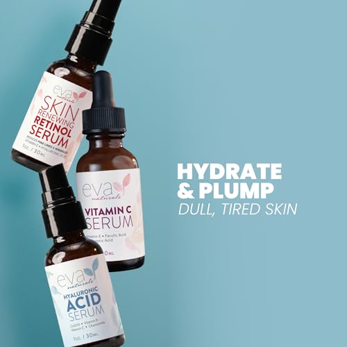 Eva Naturals Anti-Aging Serum Set - Vitamin C, Retinol & Hyaluronic Acid - Anti Aging Bundle