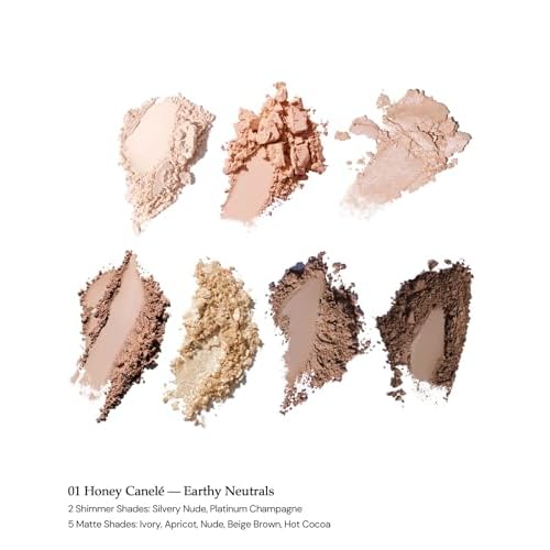 Flower Knows Strawberry Cupid Makeup Palette,Neutral Face Makeup with 5 Matte + 2 Shimmer Shades,Blendable Smooth Cute All- In-One Make Up Palette,0.49 Oz(01 Honey Canele)