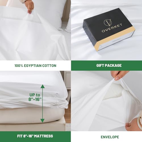 Queen Size 1000 Thread Count Egyptian Cotton Bed Sheets Set - White, Deep Pocket - Overket