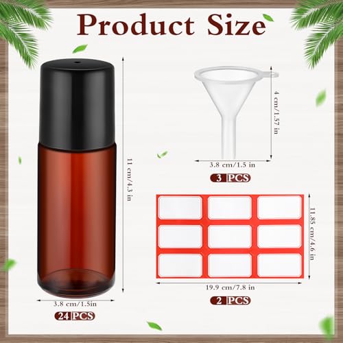 50ml Glass Roller Bottles for Essential Oils - Refillable & Leakproof Set