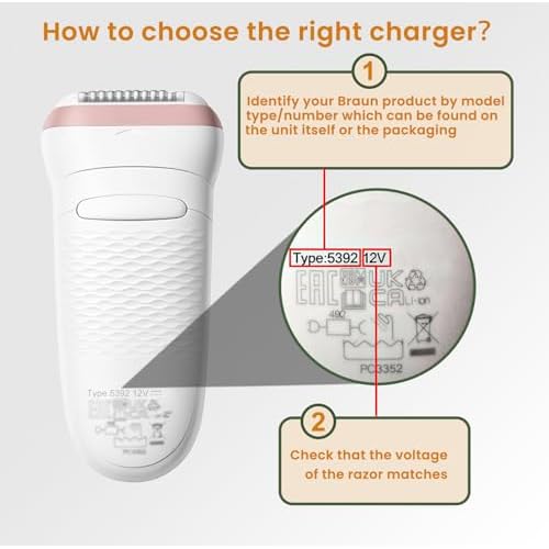 Charger Cord Compatible with Braun Shaver Series 9 Pro 8 7 6 5 3, S9 S8 S7 S6 S5 S3 310s 3040s 5150cs 6120s 720s 7177cc 7185cc 8567cc 9597cc PL5137 IPL7219 SES9-030 SE7-041 SE5-011 12V 400mA