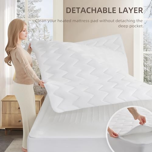 Twin XL Electric Heated Mattress Pad - Multi-Zone, 9 Heat Settings, Auto Off, Removable & Washable