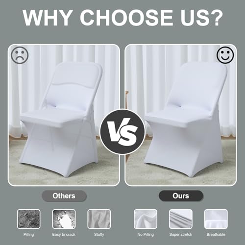 Trlyc White Spandex Chair Covers 50 Pcs - Wedding & Party Banquet Set (White-a)