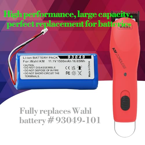 Replacement Li-ion Battery for Wahl KM Cordless Clippers - Replaces 93049-101 1500mh