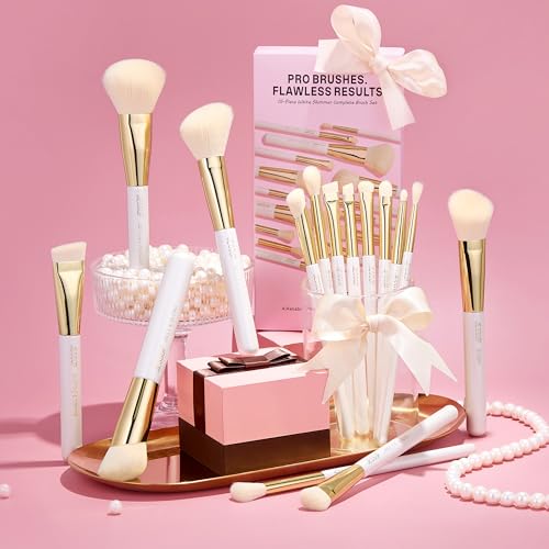 15-Piece Makeup Brush Set with Vegan Synthetic Fibers for Face & Eyes