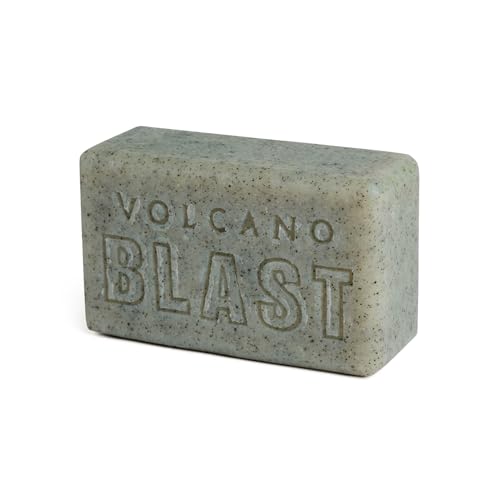 Bali Soap Volcano Blast - Natural Bar Soap for Men, Mechanic & Gardener Gifts - Scrubby Lava Exfoliating Heavy Grit Volcanic Soap with Peppermint and Camphor, Moisturizing and Cleansing, 7oz