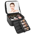 Relavel Travel Makeup Bag with LED Lighted Mirror, Black, Small Edition