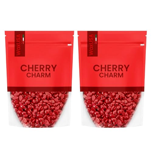 WaxUSA Cherry Charm Hard Wax Beads 1 lb Pack of 2 - Gel Texture for Hair Removal - Made in Italy