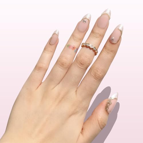 Nail Reformation Golden Shore Press-On Nails - French Tip Nude Almond Medium