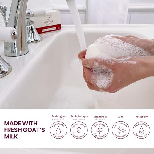 Caprina Goat Milk Soap Bar with Exfoliating Bag - 3.17 oz Pack of 24, Sensitive Skin
