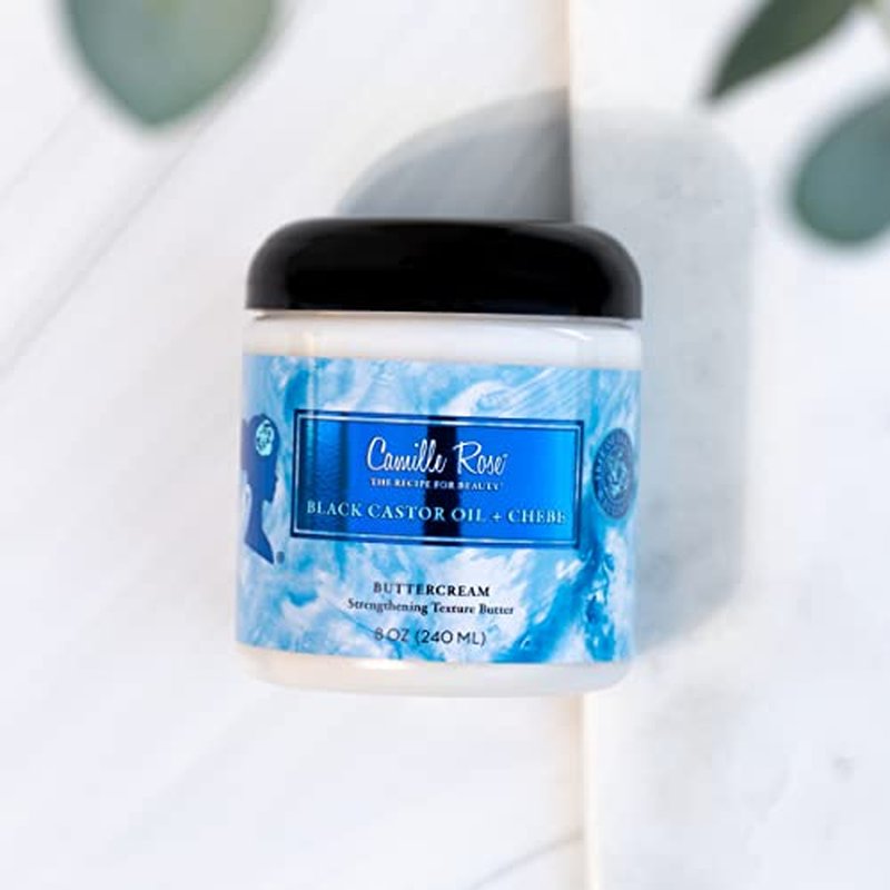 Camille Rose Black Castor Oil & Chebe Buttercream, Strengthening and Styling Butter to Restore Moisture for Thick, Textured Hair, 8 oz