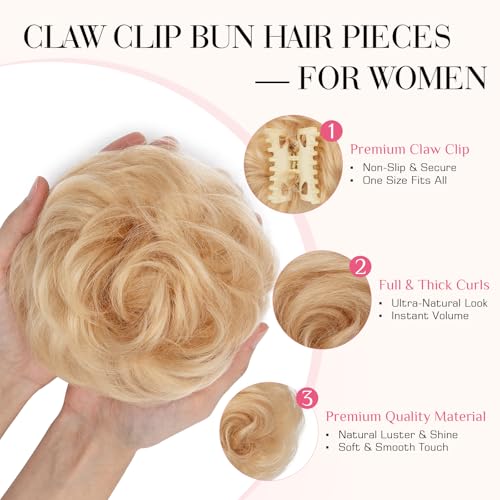 Rich Choices Wavy Light Blonde Claw Clip Messy Bun Extension 42g #18