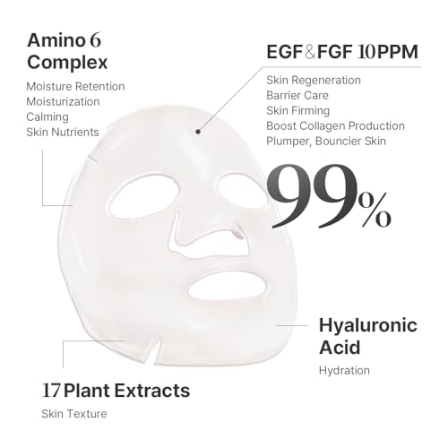 Pregnancy Safe 2GF Bio Gel Face Mask Elasticity, Deep Hydration Elasticity, Plumping Improvement, Glow Skin, Growth Factor (EGF FGF) Korean Skincare (10 sheets), Valentines Day Gifts for Her
