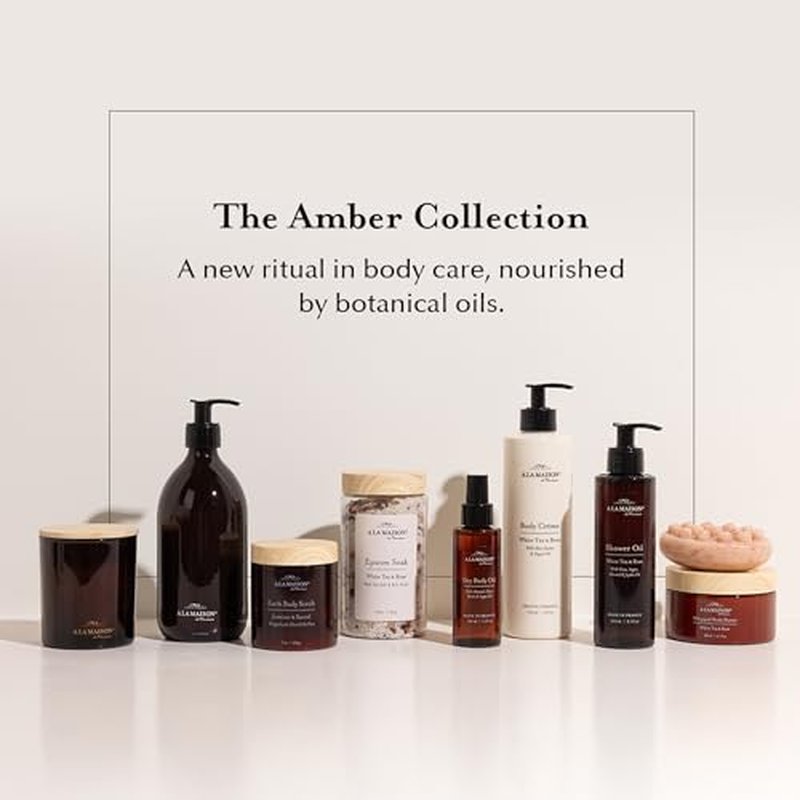 A LA MAISON Whipped Body Butter ? White Tea & Rose ? Shea Butter Moisturizer with Argan, Avocado & Jojoba Oils ? Ultra-Rich Body Cream for Dry Skin ? 6.7 oz ? Amber Collection
