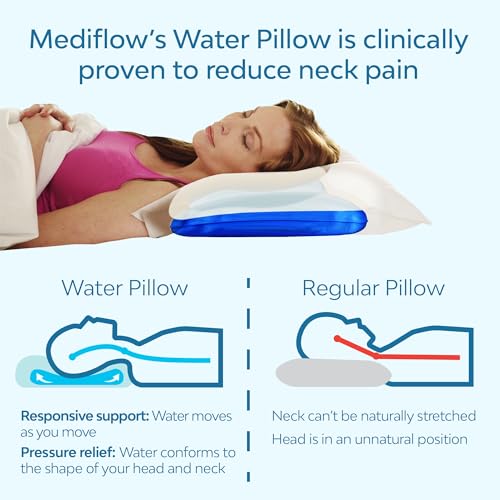 Mediflow Water Pillow Single Pack - Adjustable Neck Support for Sleep & Pain Relief