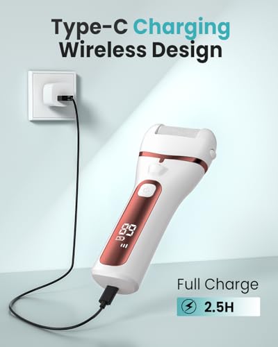 PUBOO Electric Foot Callus Remover 3-Speed Rechargeable Pedi Kit - Red
