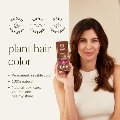 Khadi Light Brown Herbal Hair Dye - Natural Permanent Hair Color for Grey Coverage