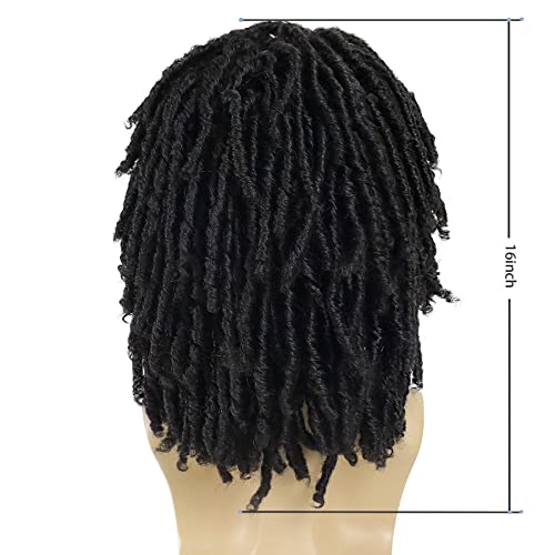 Men's Afro Braided Dreadlock Wig - Natural Short Crochet Twist Wig - Variation 1B