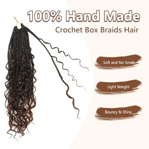 Boho Goddess Box Braids Crochet Hair 10 Inch 1B/30 - 8 Packs