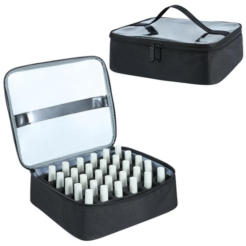 30-Slot Nail Polish Organizer, YU DEYG Nail Bag with Transparent Display Window, Sponge Support?Removable, Organizer for Nail Supplies