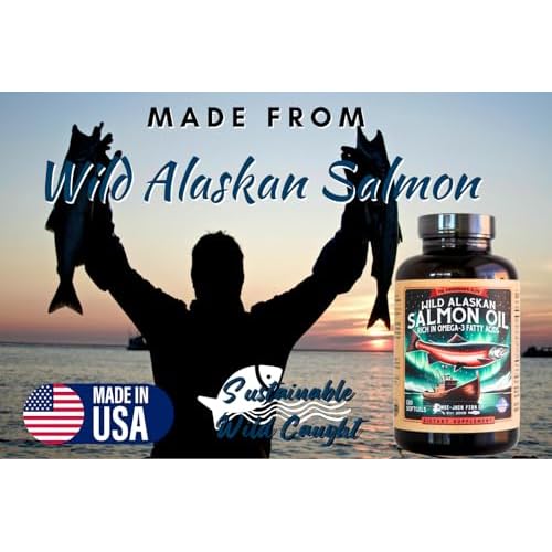Wild Alaskan Salmon Fish Oil Omega 3 Supplement for Humans | EPA and DHA | Kwee-Jack Fish Co. | 120 Softgels 1000mg Salmon Oil