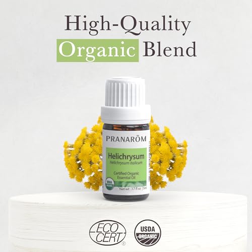 Pranarom Certified Organic Australian Sandalwood Essential Oil (5ml), 100% Pure Natural Therapeutic Grade for Home Diffusing, Aromatherapy, Skincare, Candle Making, DIY Perfumes (5ml, Helichrysum)
