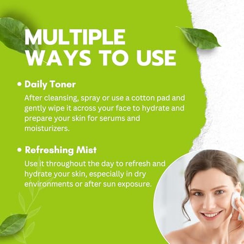 Green Tea Face Mist with Cucumber, Matcha Facial Toner Spray Hyaluronic Acid for All Skin, Hydrating Soothing Reduces Redness Cooling After-Sun for Women Men, Alcohol-Free