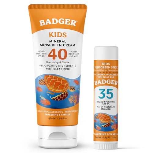 Kids Mineral Sunscreen Set SPF 40 Cream & SPF 35 Stick - 2.9 Fl Oz + 0.65 Ounce Pack of 2