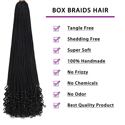 7 Packs Crochet Box Braids Hair with Curly Ends - 30 Inch, 1B, Pre-Looped Goddess Braids