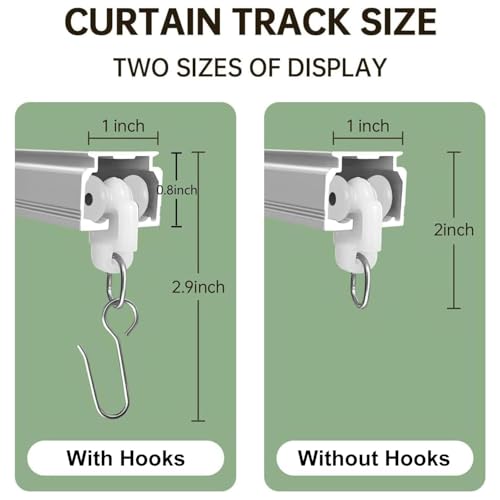 White 18FT Ceiling Curtain Track Set Wall & Ceiling Mount Sliding Rails with Hooks