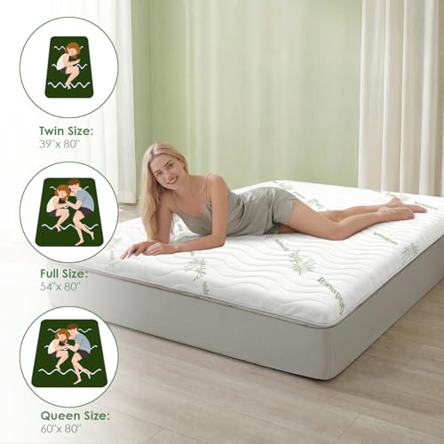 Green Full Japanese Floor Futon Mattress 3.5 Inch Thick Viscose Bamboo Blend