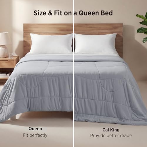 Cooling Comforter Queen - Grey, All Season Bed Blankets for Hot Sleepers