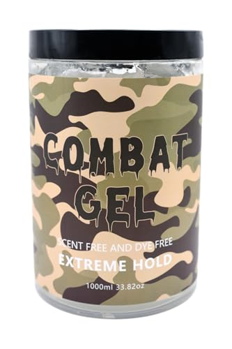 Combat Gel Extreme Hold Hair Gel 1000ML Unscented - Alcohol-Free, Cruelty-Free, Defines Curls & Edges