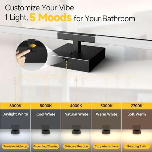 Matte Black 24-Inch Dimmable Vanity Light with 4 Brightness Levels & 5 CCT