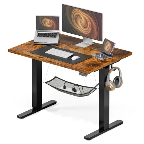 Acrolix 40x24 Electric Standing Desk with Cable Management, Rustic Brown
